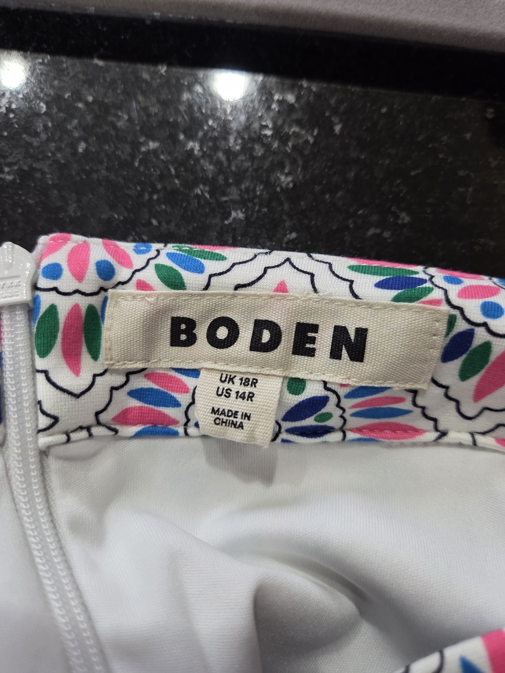 Boden Pink & Teal Mosaic Square-Neck Sundress - Size 14R - Picture 6 of 9